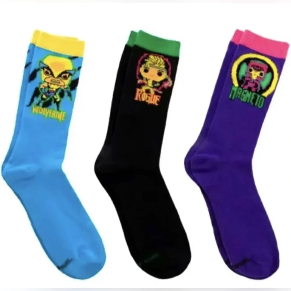 Funko POP! Marvel: X-Men Blacklight Crew Socks - Wolverine, Rogue, Magneto NWT